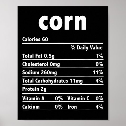 Healthy Corn Nutrition Guide For Thanksgiving Feas Poster (Vorne)