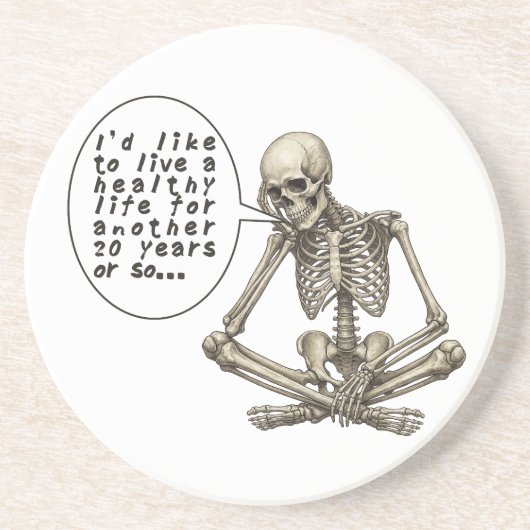 Healthy Life Can Wait Skeleton Getränkeuntersetzer (Vorne)