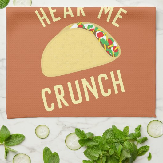Hear  Me Crunch Taco Geschirrtuch (Gefaltet)