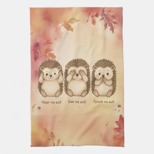 hear, see and speak no evil cute Hedgehogs Geschirrtuch (Vertikal)