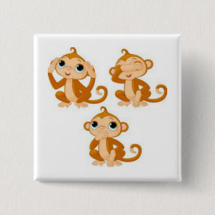 Hear Speak See No Evil Knopf Button