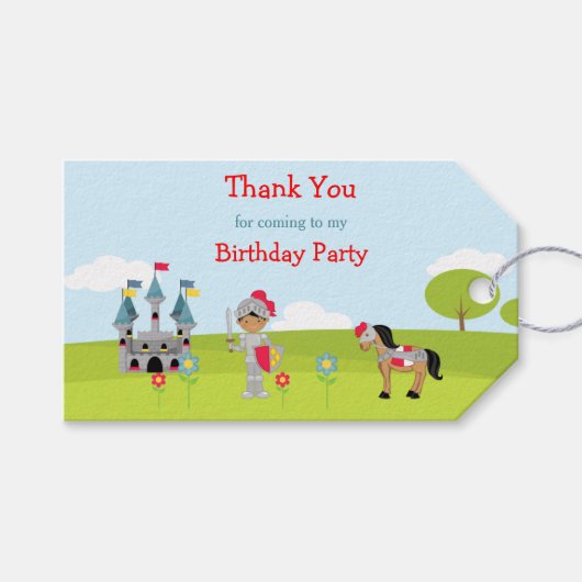 Hear Ye African American Knight Gift Tag Geschenkanhänger (Vorderseite (Horizontal))