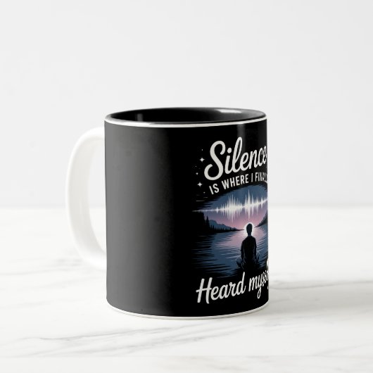 Hear Yourself - Surreal Lakeside Reflection Mug Zweifarbige Tasse (Vorderseite Links)