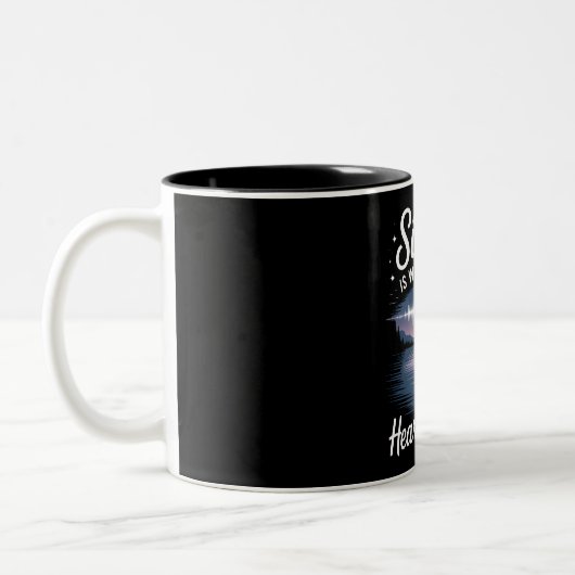Hear Yourself - Surreal Lakeside Reflection Mug Zweifarbige Tasse (Links)