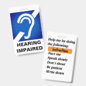 Hearing Impaired Support Badge Ausweis (Front & Back)