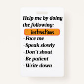 Hearing Impaired Support Badge Ausweis (Rückseite)