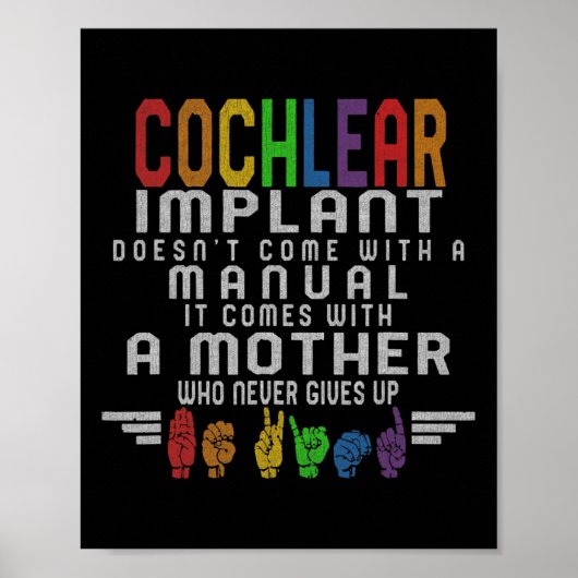Hearing Loss Awareness Mother Cochlear Implant Asl Poster (Vorne)