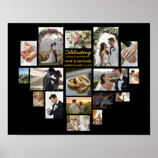 Heart 17 Foto Collage Personalisiertes Skript Poster (Vorne)