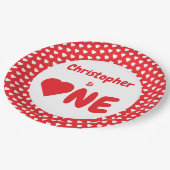 Heart 1. Geburtstagspapier Pappteller (Schrägansicht)