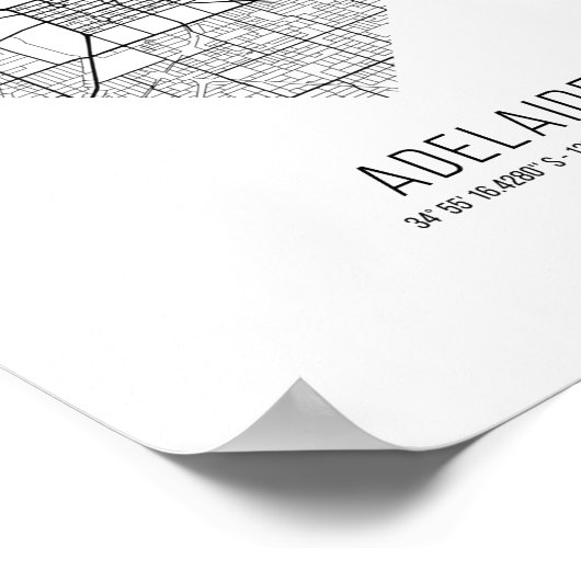 Heart Adelaide City Map (Australien) Poster (Ecke)