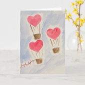 Heart Air Balloons Valentine's Day Card Karte (Gelbe Blume)