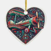 Heart Airplane Biplane Ornament (Vorne)