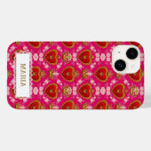 Heart and Crown Fuchsia Pink Maximalist Custom Case-Mate iPhone Hülle (Rückseite (Horizontal))