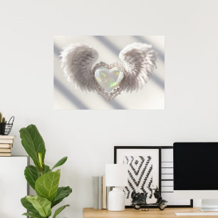 *~*~ Heart Angel Wings AP78 Opal Crystal Poster