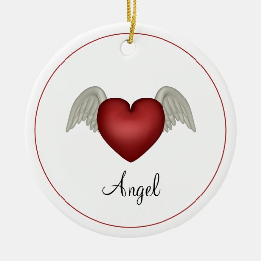 Heart Angel Wings Keramikornament (Vorne)