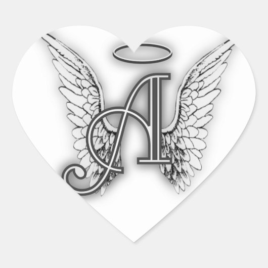 Heart Angel Wings Monogram Herz-Aufkleber (Vorderseite)