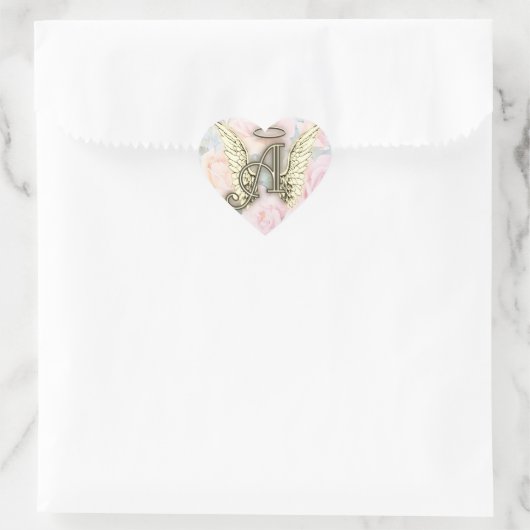 Heart Angel Wings Monogram Herz-Aufkleber (Tasche)