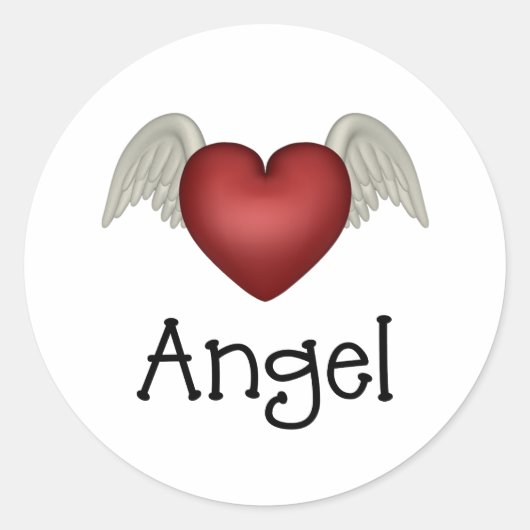 Heart Angel Wings Runder Aufkleber (Vorderseite)