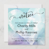 Heart Aqua Lila Aufgehobene Wedding Notice Card (Vorderseite)
