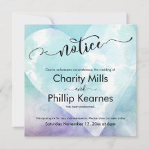Heart Aqua Lila Aufgehobene Wedding Notice Card