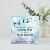 Heart Aqua Lila Zurückgestellt Hochzeit Neue Datum (Stehend Vorderseite)