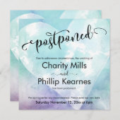 Heart Aqua Lila Zurückgestellt Hochzeitsankündigun (Vorne/Hinten)