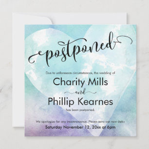 Heart Aqua Lila Zurückgestellt Hochzeitsankündigun