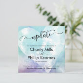 Heart Aqua Lila Zurückgestellt Hochzeitskarte (Stehend Vorderseite)