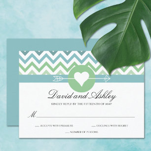Heart Arrow Zickzack Beach Wedding RSVP Karte