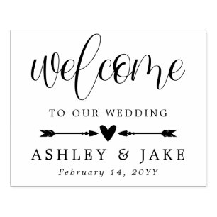 Heart & Arrows Cute Wedding Welcome Gummistempel