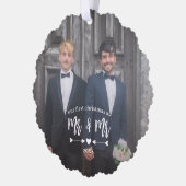 Heart Arrows First Christmas Mr. & Mr. Foto Ornament Karte (Links)