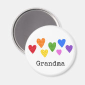 Heart Art Großeltername Kinder Rainbow Colors Fun Magnet (Vorderseite/Rückseite)