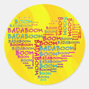 Heart Badaboom Gelbe Wellen Runder Aufkleber