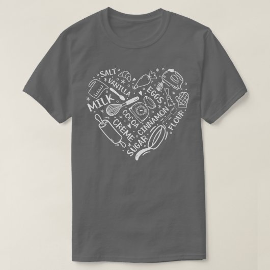 Heart Bake Confectioner Backutensil Baki T-Shirt (Design vorne)