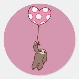 Heart Balloon Sloth Runder Aufkleber