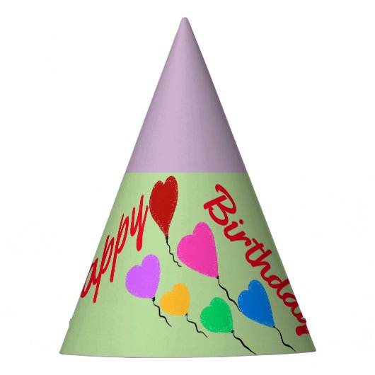 Heart Balloons Birthday Hats Partyhütchen (Vorderseite)