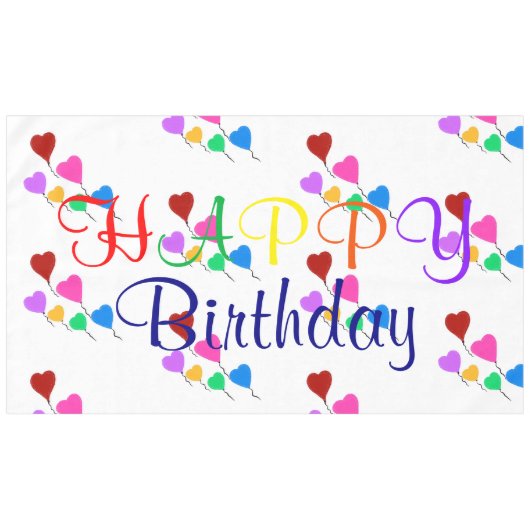 Heart Balloons Birthday Tischdecke (Vorderseite (Horizontal))