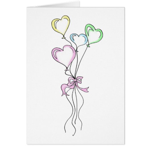 Heart Balloons Bouquet in Pastels Illustration (Vorne)