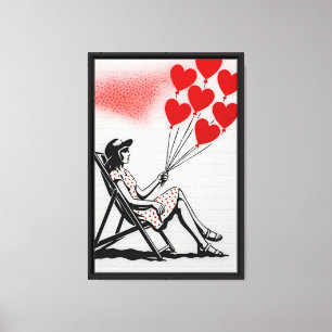 Heart Balloons Girl Wall Leinwand Art