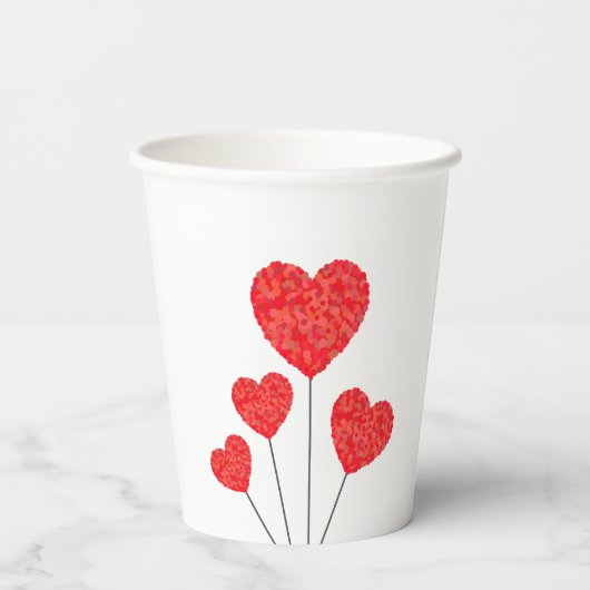 Heart Balloons Illustration Design Pappbecher (Rückseite)