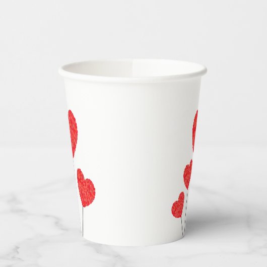 Heart Balloons Illustration Design Pappbecher (Links)