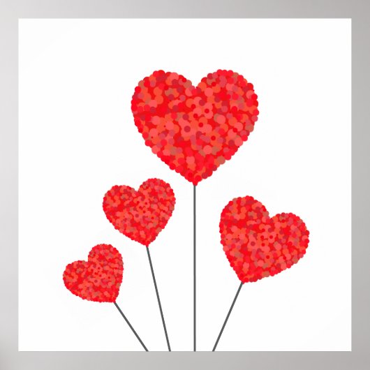 Heart Balloons Illustration Design Poster (Vorne)