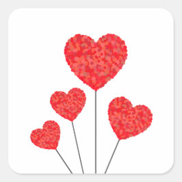 Heart Balloons Illustration Design Quadratischer Aufkleber