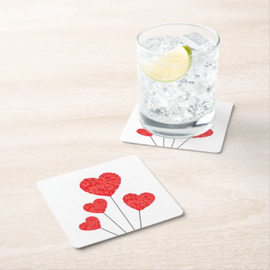 Heart Balloons Illustration Design Rechteckiger Pappuntersetzer (Vor Ort)