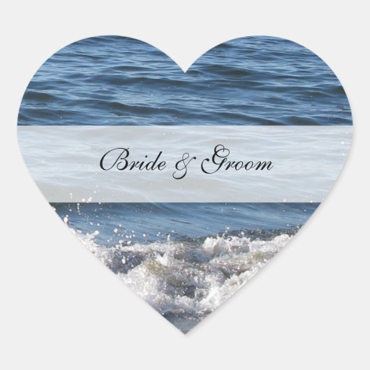 Heart Beach Theme Wedding Stickers (Vorderseite)