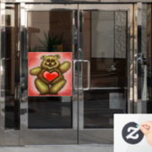 Heart Bear Window Fensteraufkleber (Büro Tür)
