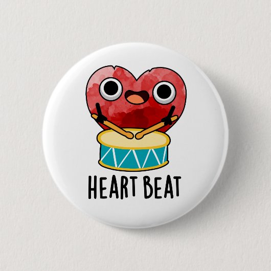 Heart Beat Funny Heart Drummer Pub Button (Vorderseite)