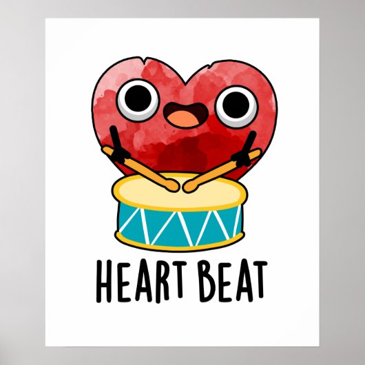 Heart Beat Funny Heart Drummer Pub Poster (Vorne)