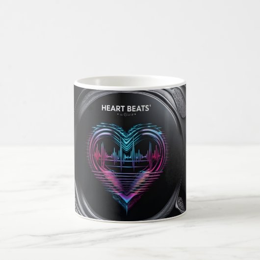 Heart Beats Mug – Pulsing Love in Motion Kaffeetasse (Mittel)