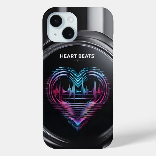 Heart Beats Phone Case – Modern Neon Heart Line De (Rückseite)
